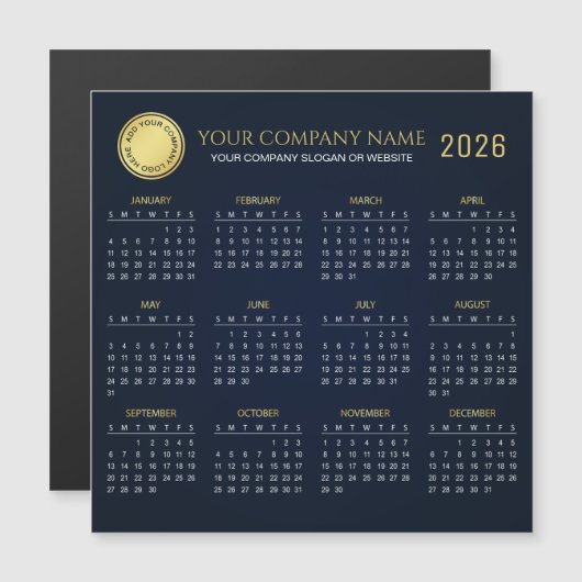 オリジナルの2026年会社カレンダー|マグネット (正面/裏面)