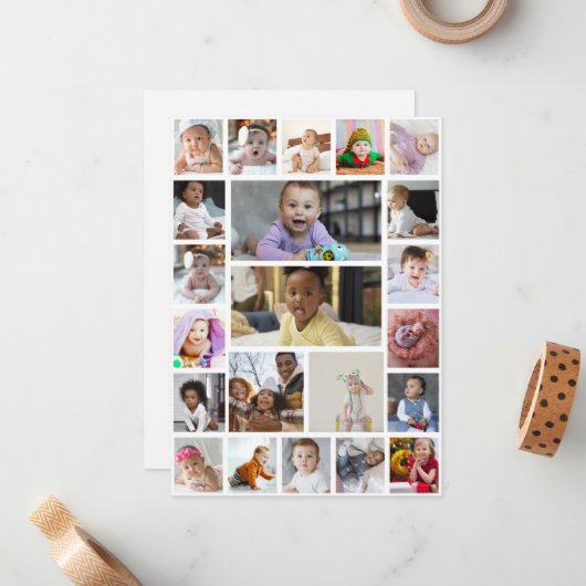 オリジナルの22枚写真コラージュ額装アートをデザインしよう ノートカード (正面/裏面インサイチュ)