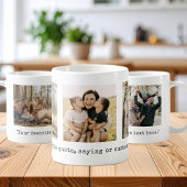 オリジナルの3枚の写真入りカスタム名言グッズ コーヒーマグカップ