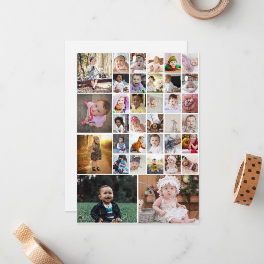 オリジナルの35枚写真コラージュをデザイン ノートカード (正面/裏面インサイチュ)