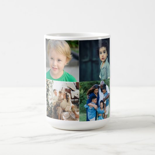 オリジナルの4枚の写真のコラージュ コーヒーマグカップ (中央)