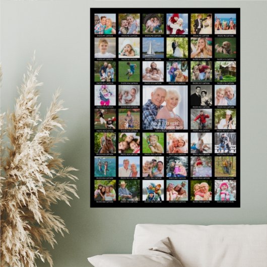 オリジナルの45枚の写真コラージュ キャプション付き ブラック ポスター
