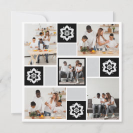 オリジナルの5枚の写真を花のデザインでコラージュ シーズンカード