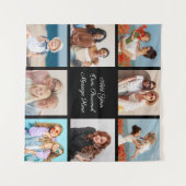 オリジナルの8枚の写真コラージュを作成して、あなたのメッセージを追加 タペストリー (正面(横))