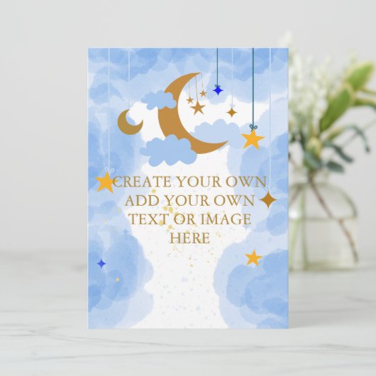 オリジナルの「トゥインクル・トゥインクル・リトル・スター」DIYカード 招待状 (スタンド正面)