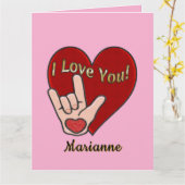 オリジナルのASL 「愛してる」 カード (黄色い花)