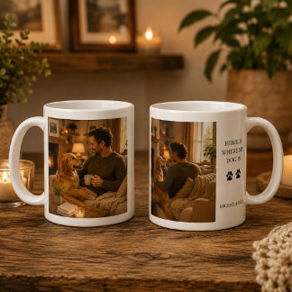 オリジナルのHome is where my dog is 写真を作成 コーヒーマグカップ