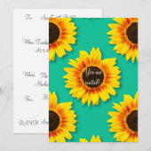 オリジナルひまわりフラワーペーパー パーティー 招待状 (正面/裏面)