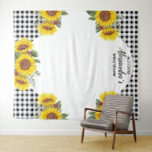 オリジナルひまわり & ギンガムチェック フォトブース背景飾り タペストリー (インサイチュ(横))