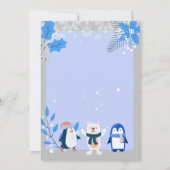 オリジナルを入力 ここにあなただけの雪の結晶ペンギン、北極熊 招待状 (正面)
