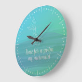 オリジナルアクア水彩人魚の尾壁時計 ラージ壁時計 (傾斜)