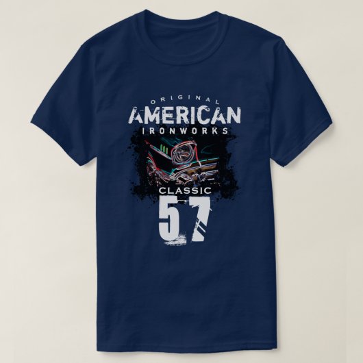 オリジナルアメリカン鉄クラシック工所57カー Tシャツ (デザイン正面)