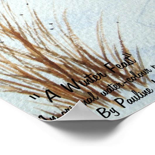 オリジナルアートかわいいフィールドマウス雪のシーン野生動物 ポスター (角)