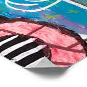 オリジナルアートカラフル抽象芸術お洒落ピンクガール ポスター (角)