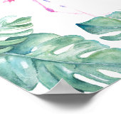 オリジナルアートトロピカルウォーターカラーピンクフラミンゴ ポスター (角)