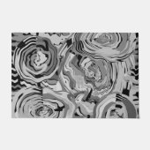 オリジナルアートフローラグレー&ブラックデザイン外側 ドアマット (正面)