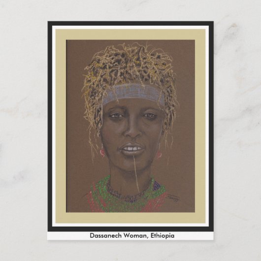 オリジナルアート付きポストカード，エチオピア人女性 ポストカード (正面)