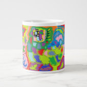 オリジナルアート数々のカラー抽象芸術の明るいサイン ジャンボコーヒーマグカップ (正面)