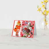 オリジナルアート バレンタインデー 折りたたみ式グリーティングカード カード (黄色い花)