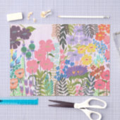 オリジナルアート 花の庭の絵 薄葉紙 (クラフト)
