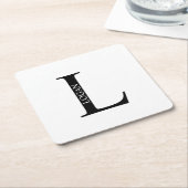 オリジナルイニシャルと名前 スクエアペーパーコースター (アングル)