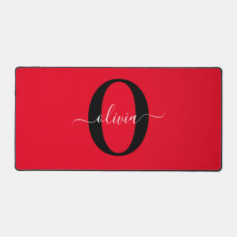 オリジナルイニシャルスクリプトネーム 赤 黒 白 デスクマット