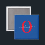 オリジナルイニシャルスクリプトネーム 青 白 赤 マグネット<br><div class="desc">このエレガントなイニシャルとスタイリッシュなスクリプトネームのデザインは、誕生日、結婚式、ブライダルシャワー、結婚記念日、母の日、またはどんな機会でもプレゼントとして贈ることができます。個人のイニシャルと名前でパーソナライズすることができます。デザインツールを使用してフォント、フォントの色、フォントサイズ、背景色を変更できます。イニシャルがJとQの場合は、フォントサイズを小さくする必要があります。デザインをカスタマイズするのを楽しんでください。</div>