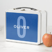 オリジナルイニシャル入り ネイビー ホワイト 名前 メタルランチボックス (インサイチュ)