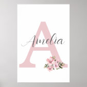 オリジナルイニシャル名入りのパーソナライズされたベビーアート ポスター (正面)