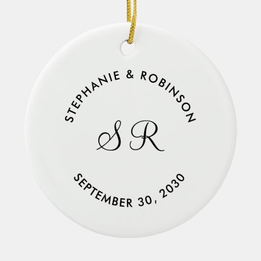 オリジナルイニシャル名 ウェディング セラミックオーナメント (正面)