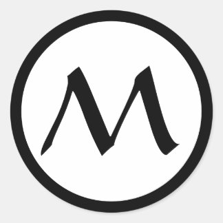 オリジナルイニシャル クラシック丸型ステッカー ラウンドシール