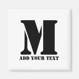 オリジナルイニシャル ブラック カスタム モダン テキスト マグネット