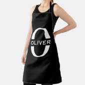 オリジナルイニシャル ブラック&ホワイト ネーム エプロン (インサイチュ)