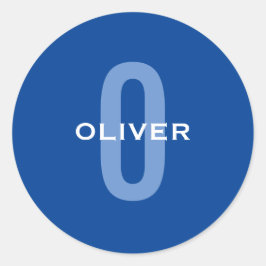 オリジナルイニシャル ブルー ホワイト 名前 ラウンドシール