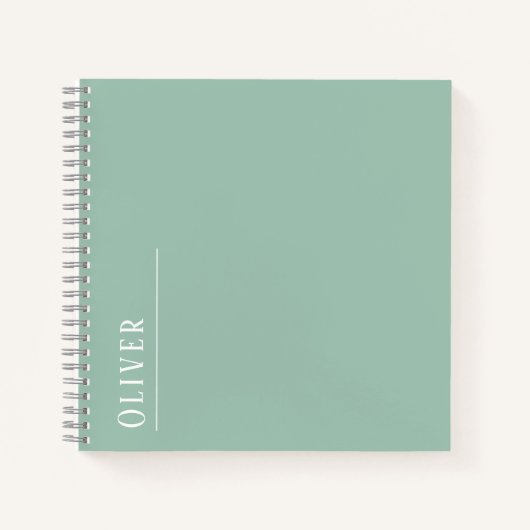 オリジナルイニシャル、モダンな sage green ノートブック (正面)