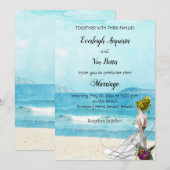 オリジナルイラストの目的地ウェディング招待状 招待状 (正面/裏面)