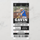 オリジナルイラスト ベースボール チケット 誕生日パーティー 招待状 (正面)