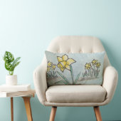 オリジナルインクとクレヨンの黄色い水仙のスケッチ ランバークッション (椅子)