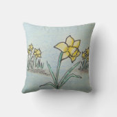 オリジナルインクと黄水仙のクレヨンのスケッチ クッション (裏面)