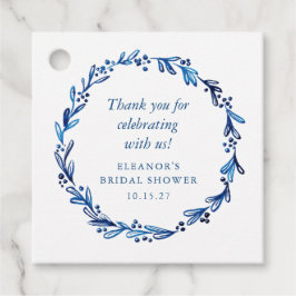 オリジナルインディゴブルーインクボタニカルブライダルシャワー フェイバータグ