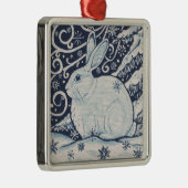 オリジナルウィンタークリスマスラビットブルー&ホワイト メタルオーナメント (右)