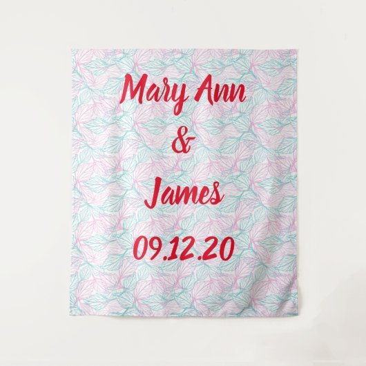 オリジナルウェディングバックドロップ葉の模様 タペストリー (正面)