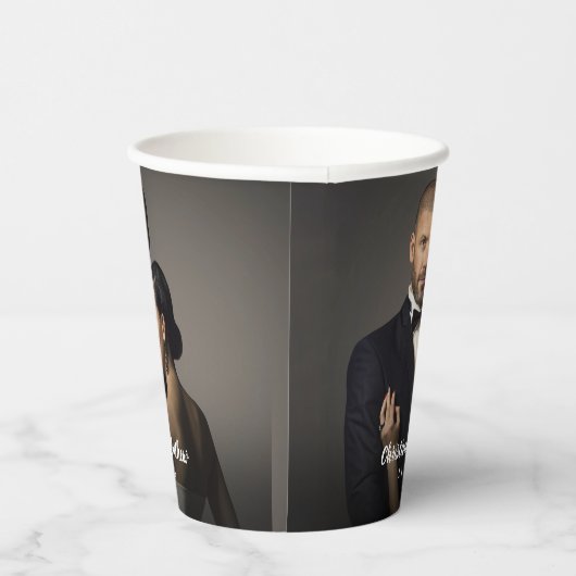 オリジナルウェディング 新婦と新郎の写真 紙コップ (右)