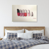 オリジナルウォーターカラーアートネイルポリッシュ – ピンク&レッド キャンバスプリント (インサイチュ (寝室))