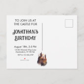 オリジナルウォーターカラーキャッスルアートワーク誕生日 インビテーションポストカード (裏面)