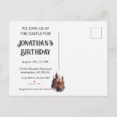 オリジナルウォーターカラーキャッスル誕生日 インビテーションポストカード (裏面)