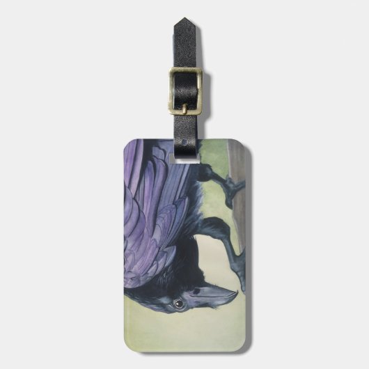 オリジナルウォーターカラークロウレイヴン絵画ズ ラゲッジタグ (正面縦)