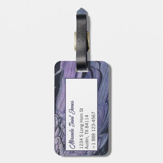 オリジナルウォーターカラークロウレイヴン絵画ズ ラゲッジタグ (裏面縦)