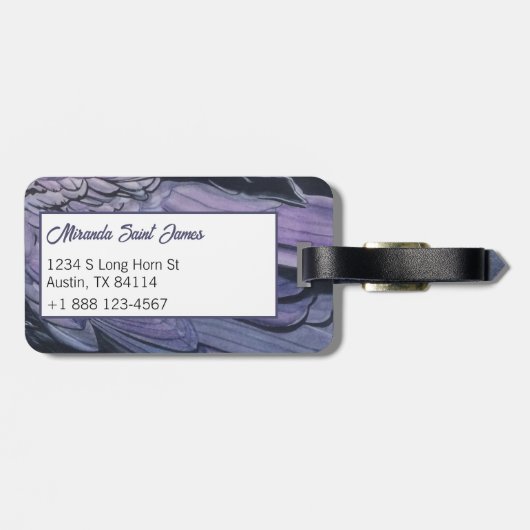 オリジナルウォーターカラークロウレイヴン絵画ズ ラゲッジタグ (裏面横)