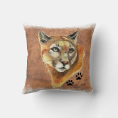 オリジナルウォーターカラークーガーマウンテンライオンプーマ クッション (裏面)